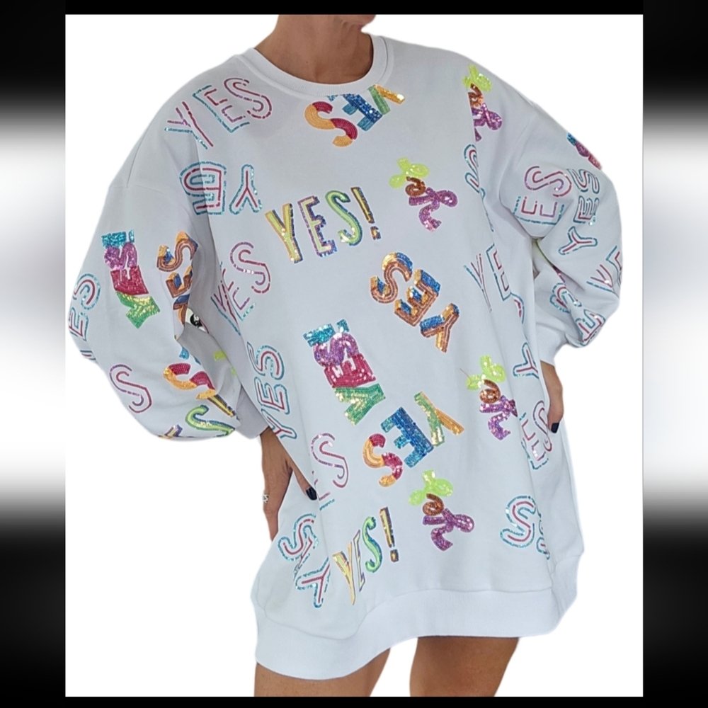 Queen of Sparkles YES sweatshirt dress